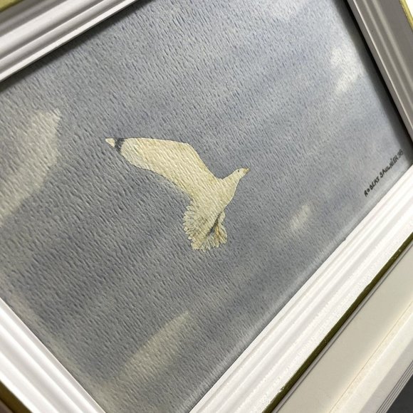 Vintage 1998 Gull Seascape Original Signed Artwork Robert Saulnier Beach House - Picture 4 of 7